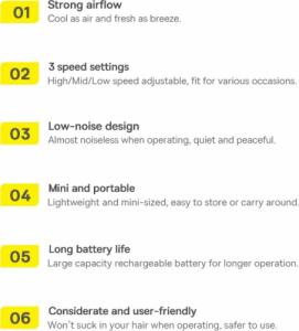 Wentylator Baseus Baseus mini wentylator wiatrak powerbank z wbudowanym kablem USB Typ C 4000mAh fioletowy (ACFX010105) 3