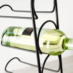 Vilde Stojak na wino metalowy czarny 4 butelki 21x12x43 cm 4