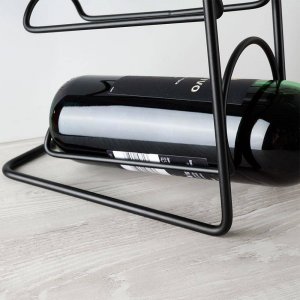 Vilde Stojak na wino metalowy czarny 4 butelki 21x12x43 cm 5