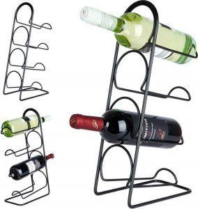 Vilde Stojak na wino metalowy czarny 4 butelki 21x12x43 cm 10