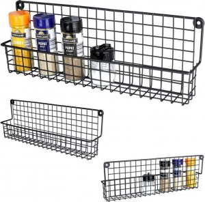 Vilde Półka ścienna na przyprawy metalowa czarna loft 39,5x6,5x14cm 11