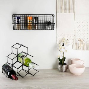 Vilde Półka ścienna na przyprawy metalowa czarna loft 39,5x6,5x14cm 5