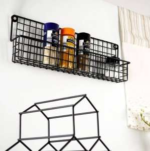 Vilde Półka ścienna na przyprawy metalowa czarna loft 39,5x6,5x14cm 6