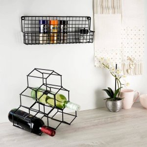 Vilde Półka ścienna na przyprawy metalowa czarna loft 39,5x6,5x14cm 8