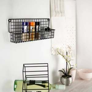 Vilde Półka ścienna na przyprawy metalowa czarna loft 39,5x6,5x14cm 9