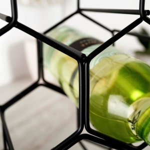 Vilde Stojak na wino metalowy czarny 6 butelek 29,5x14,5x28,5 cm 4