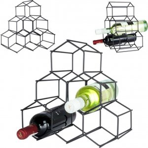 Vilde Stojak na wino metalowy czarny 6 butelek 29,5x14,5x28,5 cm 10