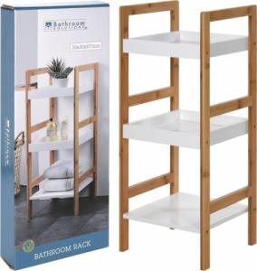 Bathroom Solutions Regał łazienkowy, BAMBUSOWY, 3-poziomowy, półka, szafka bambusowa na kosmetyki, akcesoria 3