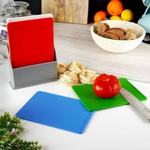Deska do krojenia Excellent Houseware plastikowa 4szt. ze stojakiem 2