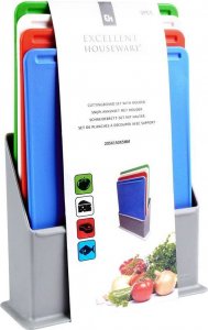 Deska do krojenia Excellent Houseware plastikowa 4szt. ze stojakiem 9