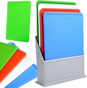 Deska do krojenia Excellent Houseware plastikowa 4szt. ze stojakiem 10
