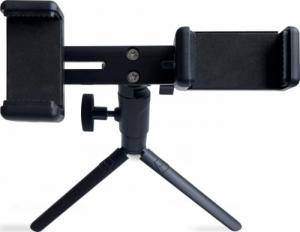 Hurtel Podwójny regulowany uchwyt na smartfony z tripodem czarny (E-type live dual camera) 3