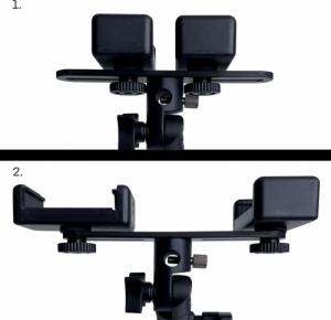 Hurtel Podwójny regulowany uchwyt na smartfony z tripodem czarny (E-type live dual camera) 4