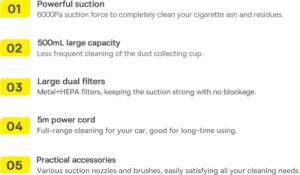 Odkurzacz ręczny Baseus Baseus A7 mini odkurzacz samochodowy 90 W 6000 Pa ciemnoszary (VCAQ020213) 3