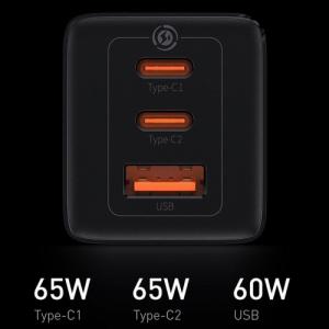 Ładowarka Baseus GaN3 1x USB-A 2x USB-C 1.5 A (BSU3480BLK) 15