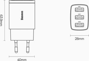 Ładowarka Baseus CCXJ020102 3x USB-A 3.4 A (BSU3406WHT) 4