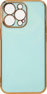 Hurtel Lighting Color Case etui do iPhone 13 Pro Max żelowy pokrowiec ze złotą ramką miętowy 1