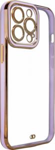 Hurtel Fashion Case etui do iPhone 13 Pro Max żelowy pokrowiec ze złotą ramką fioletowy 1