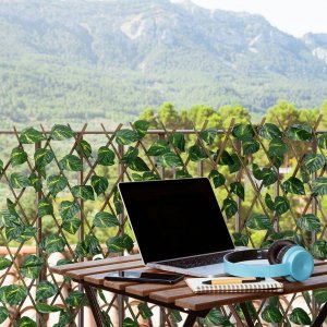 ProGarden Krata kratka ażurowa ze sztucznymi liśćmi osłona na balkon taras sztuczne rośliny bluszcz 180x90 cm 5