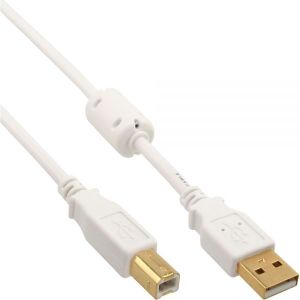 Kabel USB InLine USB-A - USB-B 10 m Biały (34550W) 1