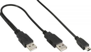 Kabel USB InLine 2x USB-A - miniUSB 0.5 m Czarny (33107F) 1