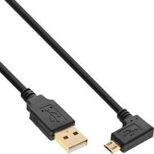Kabel USB InLine Micro USB 2.0 USB Type A na Micro-B kątowy czarny 3m (31730T) 1