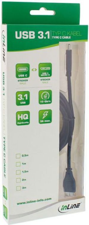 Kabel USB InLine USB-C - micro-B 1 m Czarny (35721) 2