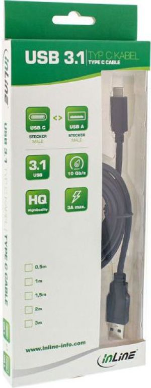Kabel USB InLine USB-A - USB-C 2 m Czarny (35712) 2