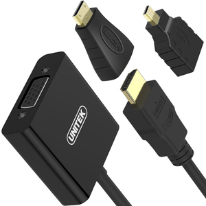 Adapter AV Unitek HDMI Micro - HDMI HDMI - D-Sub (VGA) + Jack 3.5mm HDMI Mini - HDMI czarny (Y-6355) 1