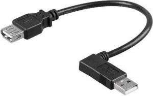 Adapter USB Przedłużacz USB (2.0), USB A M - USB A F, 0.1m, pod katem 90&deg;, czarny () - KU001AC2L1 1