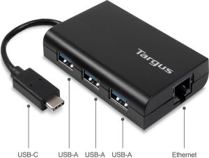 HUB USB Targus USB-C - 3x USB-A + Ethernet (ACH230EUZ-50) 2