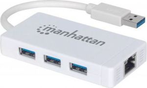 HUB USB Manhattan 1x RJ-45  + 3x USB-A 3.0 (507578) 1