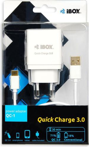 Ładowarka iBOX QC-1 1x USB-A 3 A (ILUQC1W) 5