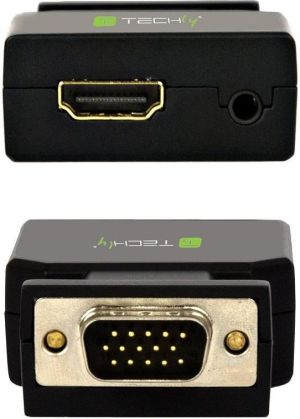 Adapter AV Techly HDMI - D-Sub (VGA) + Jack 3.5mm czarny (026517) 2