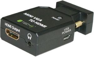 Adapter AV Techly HDMI - D-Sub (VGA) + Jack 3.5mm czarny (026517) 3