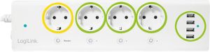 Listwa zasilająca LogiLink 4 gniazd 1.5m 4xUSB biały (PA0130) 2