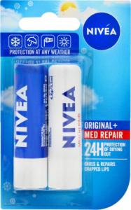 Nivea Lip Care DUO Pomadka ochronna Original Care + Med Repair 4.8mlx2 1