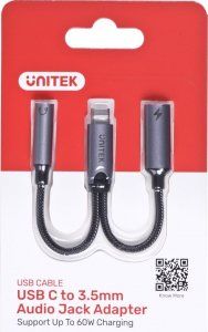 Adapter USB Unitek USB-C - Jack 3.5mm + USB-C Srebrny (M205A) 2