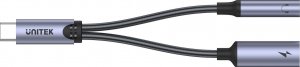 Adapter USB Unitek USB-C - Jack 3.5mm + USB-C Srebrny (M205A) 3