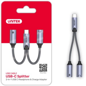 Adapter USB Unitek USB-C - USB-C x2 Srebrny (M206A) 6