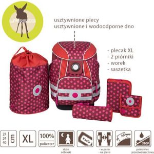 Lassig Zestaw: Plecak szkolny XL ze sztywnymi plecami, 2 piórnikami, workiem i saszetką Dottie red (LSCSET1119) 2