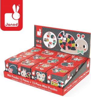 Janod Mini puzzle Baby Forest 12 elementów opakowanie zbiorcze 12 szt. (6 wzorów) 1