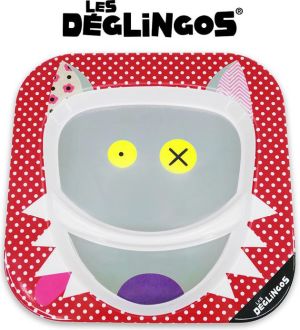 Les Deglingos Talerz dla dzieci Wilk Bigbos czerwony 1