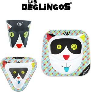Les Deglingos Zestaw naczyń dla dzieci Kot Charlos zielony 3 elementy 1