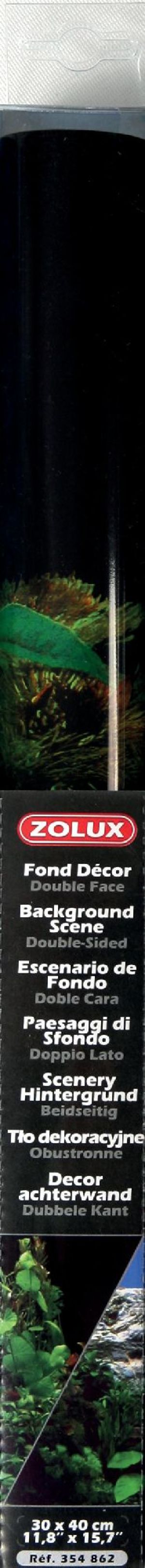 Zolux Tło akwariowe dwustronne 30 x 40 cm - rośliny czarne/rośliny niebieskie 1
