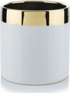 HowHomely Doniczka Cindy White Gold 13 cm biała 1