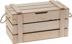 H&S Decoration Pudełko z pokrywą drewniane beżowe 1