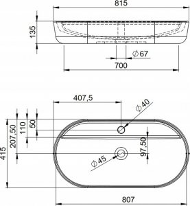 Umywalka 146045 UMYWALKA BABETTE 82X42 BLAT, CERAM NAVY BLUE MATT // EL.146045 3