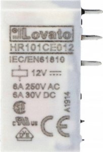 Lovato Electric Przekaźnik interfejsowy elektromagnetyczny, sterowanie 12VDC, 1C/O, 6A, HR101CE012 1