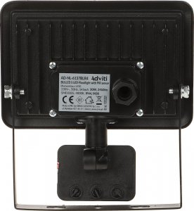 Naświetlacz Orno BULLED S 30W naświetlacz z PIR, 2400lm, IP44, 4000K, aluminium + szkło,AD-NL-6137BLR4 3